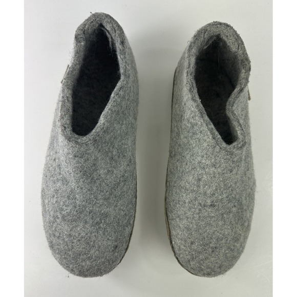 Glerups Wool Shoe W/ Leather Sole Grey Slippers EU Size 38 Equals US W 8 | M 6.5 - Picture 11 of 12
